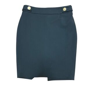 Express Pencil Skirt Size 4 Black Gold Button Accent Stretch Classic Capsule